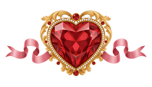 Elegant heart-shaped ruby jewel