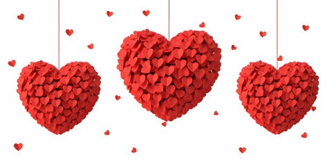 Three heart shaped decorations hanging for valentines day valentines day