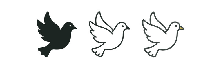 Fototapeta premium dove three flying dove white with golden beak