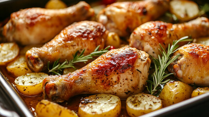 Roasted chicken legs with potatoes