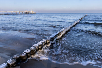 Sunset at the pier in Koserow, Usedom Island, Germany
