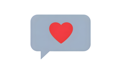 Chat Notification Bubble with Heart Emoji UI Icon Isolated on Transparent Background PNG


