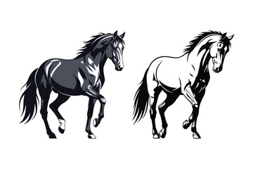 Obraz premium Dynamic Horse Silhouettes Galloping and Trotting