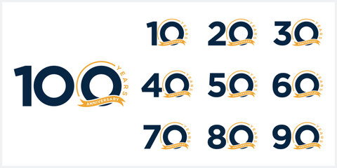 Collection of creative anniversary logo design. Celebration days special vector symbol icon concept