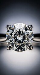 Macro image showcasing a brilliant cut diamond set in highly polished platinum, emphasizing clarity, sparkle, and luxurious elegance, jewelry, celebration, expensive