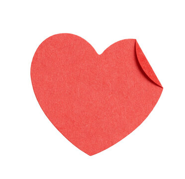 Red crumpled paper sticker heart symbolizing Valentine love, romance, and affection, with a transparent background isolated