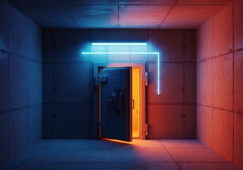 Secure reinforced concrete safe room, built deep underground as a secure refuge during any major environmental emergency or attack, underground, basic, reinforced