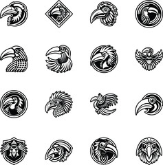 Collection of Glyph Style Hornbill Bird Logos    © creativestall