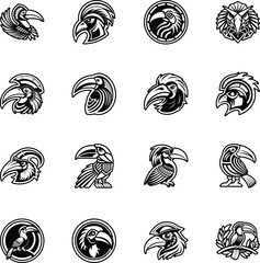 Collection of Glyph Style Hornbill Bird Logos    © creativestall