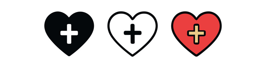 Obraz premium heart cross three heart with small cross inside red and gold