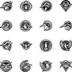 Collection of Glyph Style Hornbill Bird Logos    © creativestall
