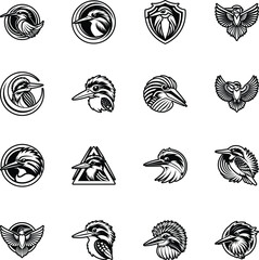 Glyph Style Hornbill Bird Logos  © creativestall
