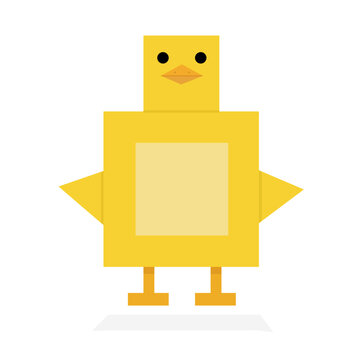 Pintinho Geometrico formas basicas com sombra vetorial - Geometric chick basic shapes with vector shadow