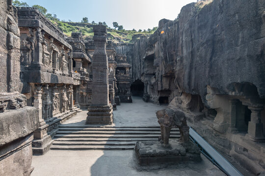 views of ellora caves in aurangabad, india