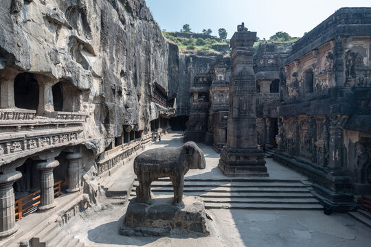 views of ellora caves in aurangabad, india