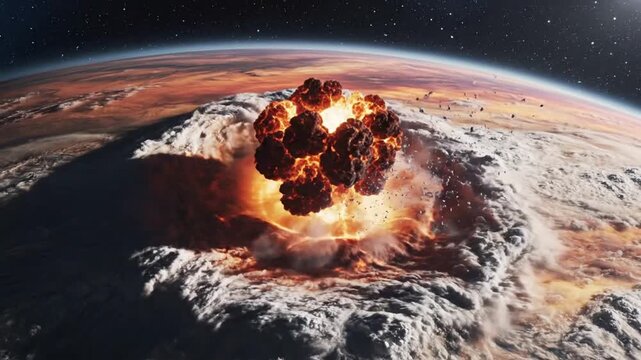 Cosmic explosion in planetary atmosphere