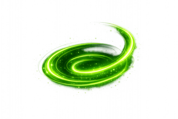 Green Glowing Energy Swirl Light Effect Isolated on Transparent Background
