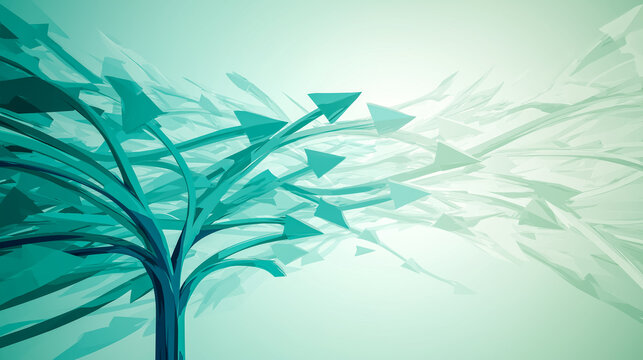 ナチュラルグリーンの分岐矢印背景（企画書・Webデザイン向け）