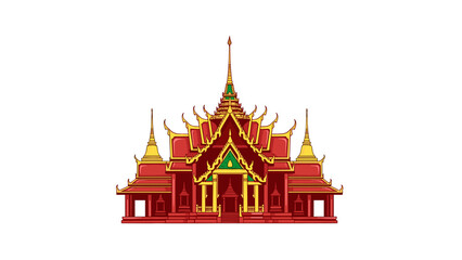 Fototapeta premium Traditional Thai temple silhouette in colorful design concept of Songkran 