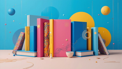 Illustration of a colorful books