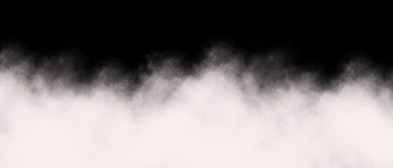 Fototapeta premium Abstract artistic background featuring a dramatic horizontal gradient fading from solid black at the top edge into soft white vapor or heavy mist obscuring the lower area dramatically