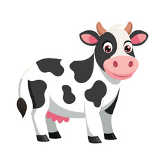 Funny cow with a flower cartoon illustration