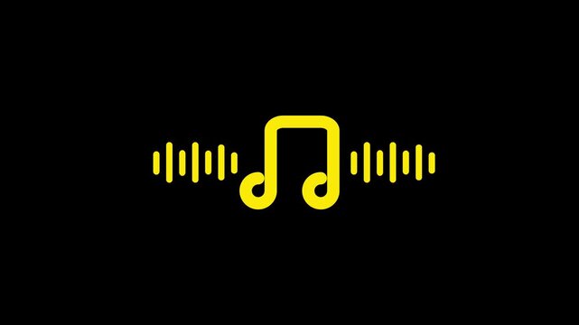 Yellow musical note with equalizer bars on a black background