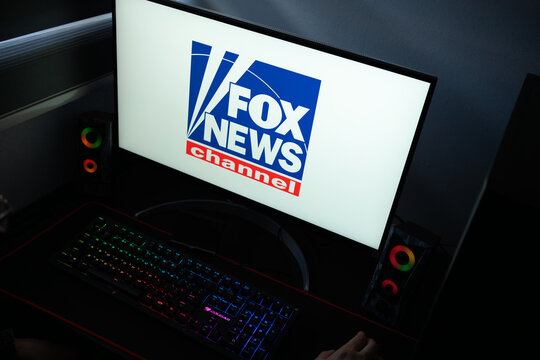 Punta Arenas, Chile &ndash; January 20, 2026: Fox News Channel official logo displayed on a computer monitor in a dark room with RGB lighting
