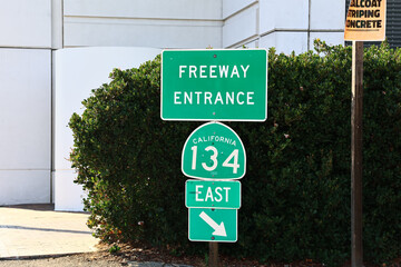 Freeway Entrance Sign for California State Route 134 East - Los Angeles County, California
