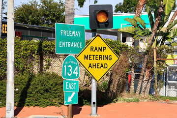 Freeway Entrance Sign for California State Route 134 East - Los Angeles County, California