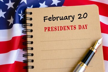 USA Holidays. Against the background of the US flag lies cardboard with the inscription - PRESIDENT S DAY.