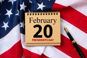 USA Holidays. Against the background of the US flag lies cardboard with the inscription - PRESIDENT S DAY.