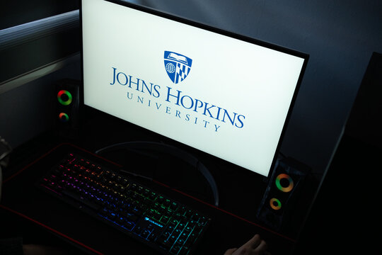 Punta Arenas, Chile &ndash; January 20, 2026: Johns Hopkins University (JHU) logo of the first research institution in the United States displayed on a computer monitor