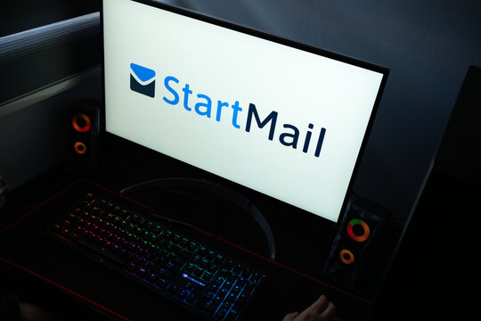 Punta Arenas, Chile &ndash; January 20, 2026: High-angle view of the StartMail secure email logo on a PC screen