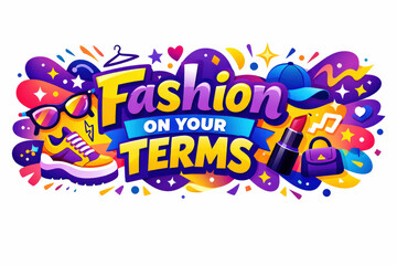 Fototapeta premium Freedom Fashion Banner. Seasonal holiday banner with promotional slogan, bright high-impact fashion banner highlighting freedom of