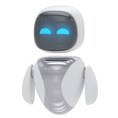 Happy Robot 3d render icon style minimal isolated on transparent white background	
