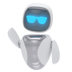 Robot with glasses 3d render icon style minimal isolated on transparent white background	
