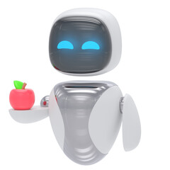 Robot With Apple 3d render icon style minimal isolated on transparent white background	
