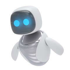 Robot Flying 3d render icon style minimal isolated on transparent white background	
