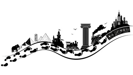 Obraz premium Timeline of Human Civilization: Footprints Through History