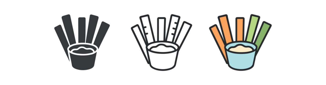 healthy food veggie sticks arranged around dip cup