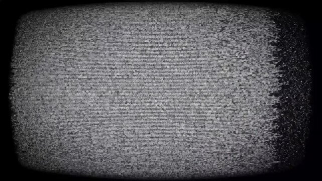 Vintage TV Static Glitch - A black and white video showing a classic television screen displaying static noise, characteristic of analog TV glitches.