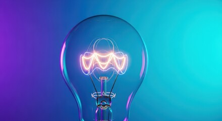 Bright glowing filament inside a clear glass bulb representing electricity, innovation, and creative solutions, future, creativity, idea