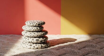 Enjoying a quiet, cozy afternoon of peaceful relaxation. The scene highlights soft, spotted patterns and comfortable textures associated with weekend downtime, aesthetic, happiness, resting