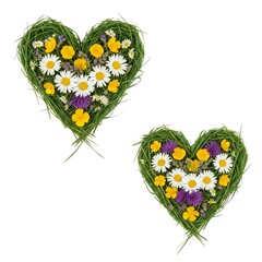 Heart Made of Flowers, Romantic Floral Heart Shape Background for Love, Wedding & Valentine Design
