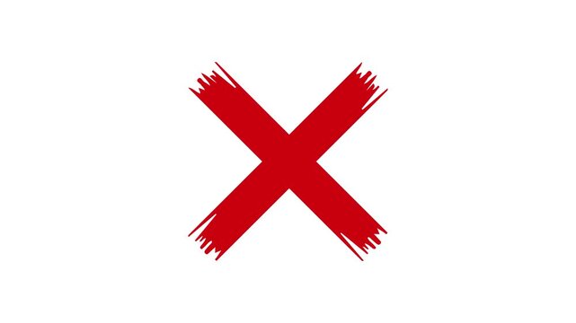 Red cross mark animation, 4k loopable with alpha channel. wrong mark animation, red x symbol motion graphic.