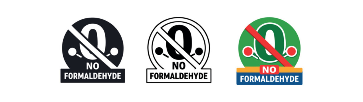 zero contain no formaldehyde molecule badge crossed