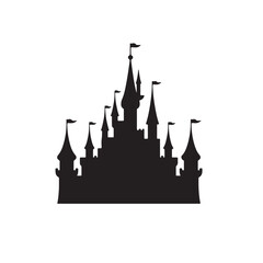 King Castle Silhouette Vector on White Background.