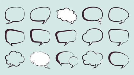 Fototapeta premium Collection of various hand-drawn speech bubble shapes on a pastel background