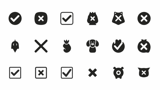 Collection of varied graphic icons for digital interfaces and design applications
